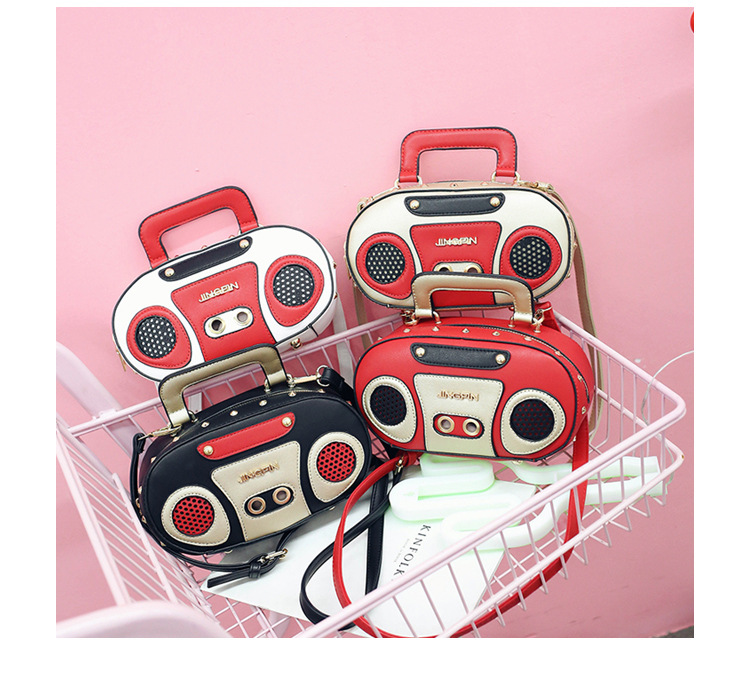European and American Fashion Simulation Three-Dimensional Shoulder Bag Funny Personality Radio Style Crossbody Rivet Crossbody Bag Women