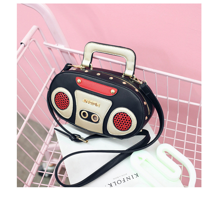 European and American Fashion Simulation Three-Dimensional Shoulder Bag Funny Personality Radio Style Crossbody Rivet Crossbody Bag Women