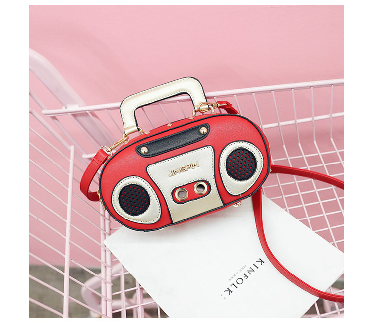 European and American Fashion Simulation Three-Dimensional Shoulder Bag Funny Personality Radio Style Crossbody Rivet Crossbody Bag Women