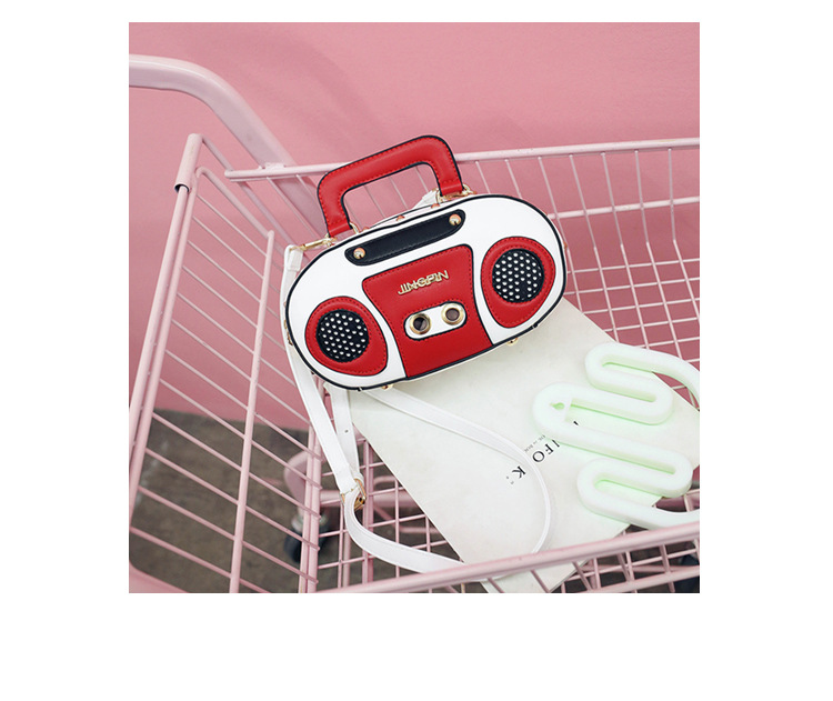 European and American Fashion Simulation Three-Dimensional Shoulder Bag Funny Personality Radio Style Crossbody Rivet Crossbody Bag Women