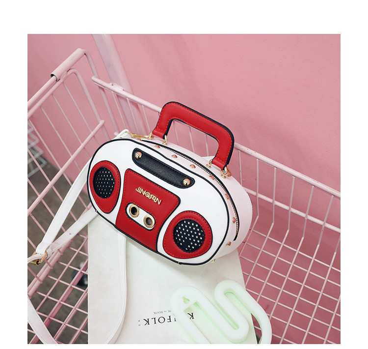 European and American Fashion Simulation Three-Dimensional Shoulder Bag Funny Personality Radio Style Crossbody Rivet Crossbody Bag Women