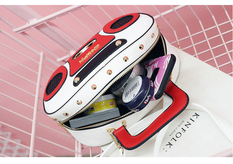 European and American Fashion Simulation Three-Dimensional Shoulder Bag Funny Personality Radio Style Crossbody Rivet Crossbody Bag Women
