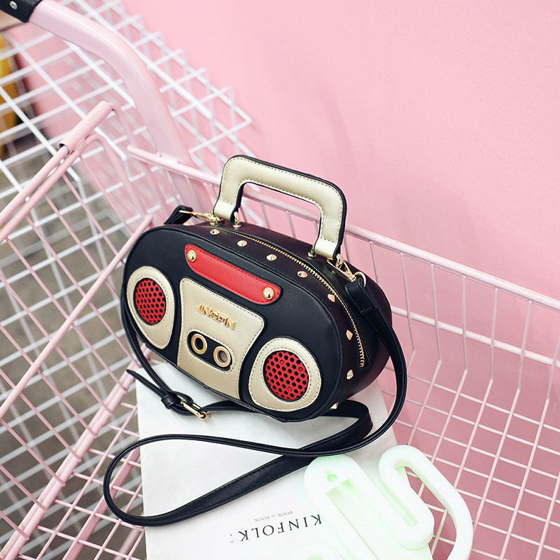 European and American Fashion Simulation Three-Dimensional Shoulder Bag Funny Personality Radio Style Crossbody Rivet Crossbody Bag Women