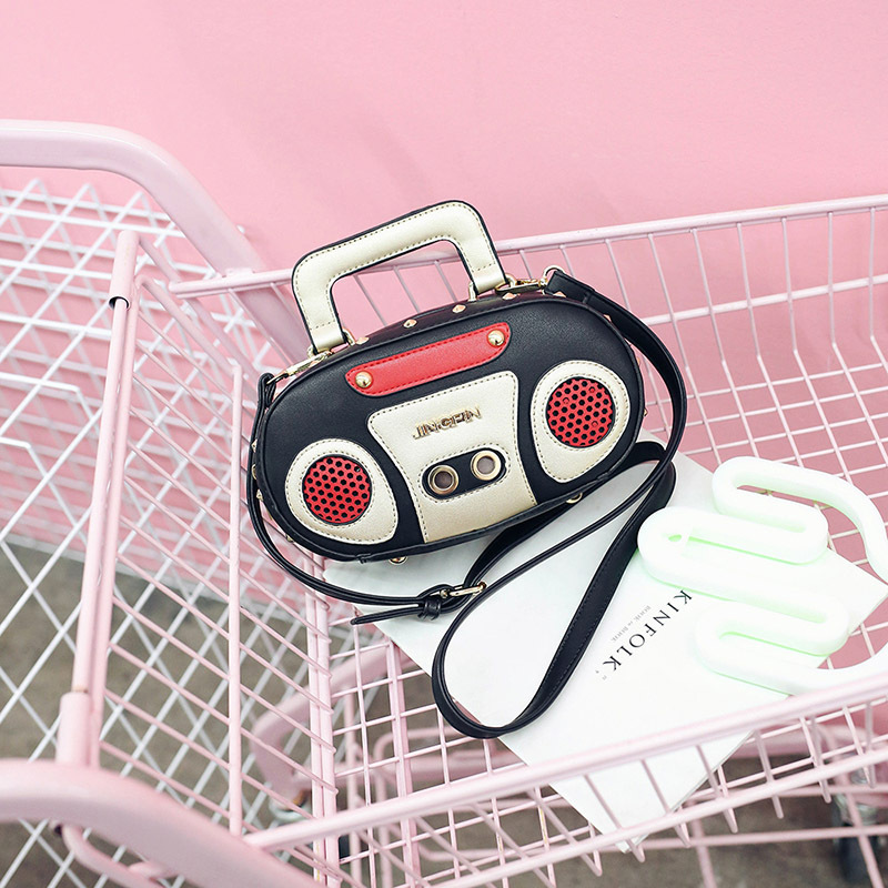 European and American Fashion Simulation Three-Dimensional Shoulder Bag Funny Personality Radio Style Crossbody Rivet Crossbody Bag Women