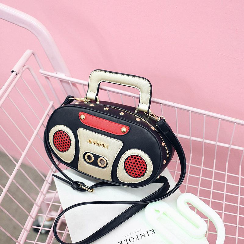 European and American Fashion Simulation Three-Dimensional Shoulder Bag Funny Personality Radio Style Crossbody Rivet Crossbody Bag Women