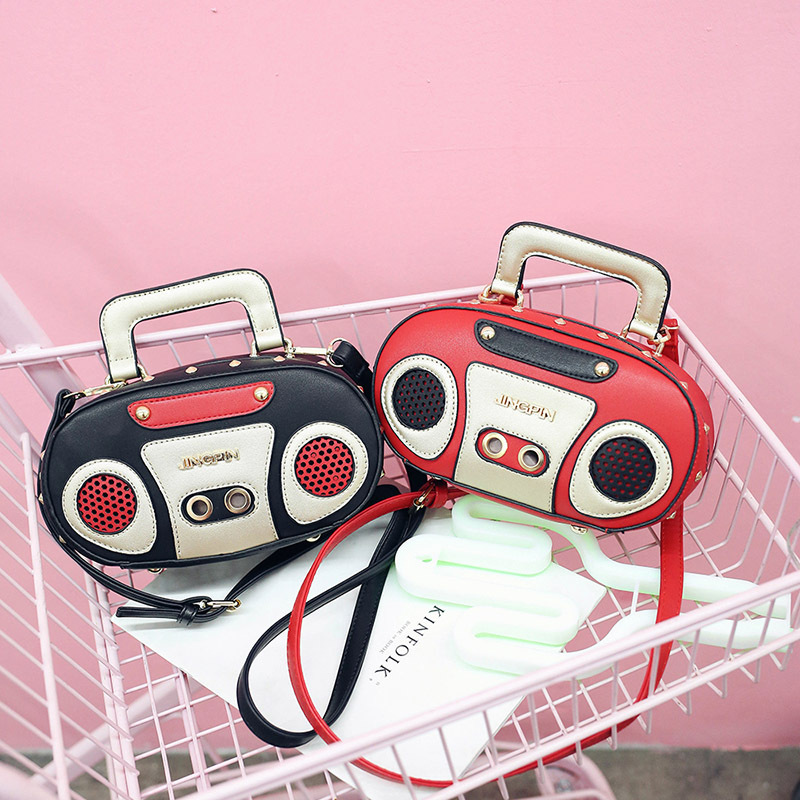European and American Fashion Simulation Three-Dimensional Shoulder Bag Funny Personality Radio Style Crossbody Rivet Crossbody Bag Women