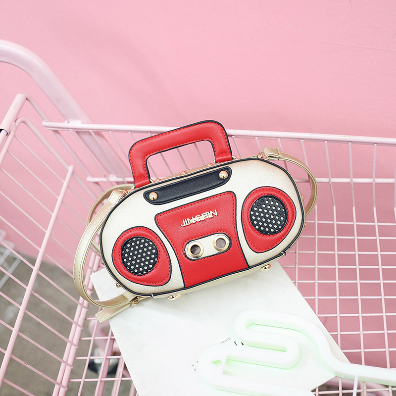 European and American Fashion Simulation Three-Dimensional Shoulder Bag Funny Personality Radio Style Crossbody Rivet Crossbody Bag Women