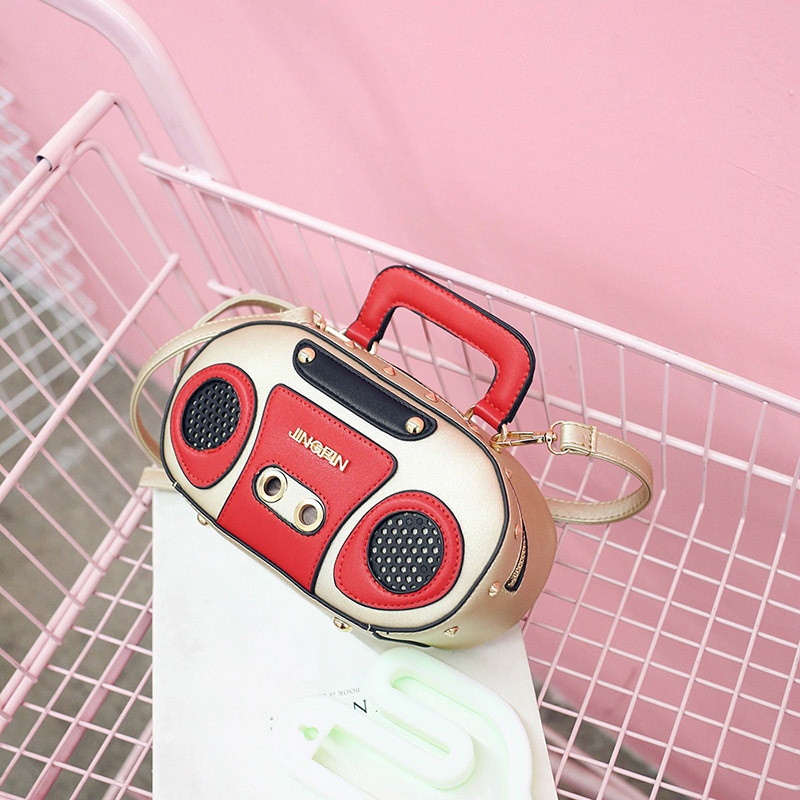 European and American Fashion Simulation Three-Dimensional Shoulder Bag Funny Personality Radio Style Crossbody Rivet Crossbody Bag Women