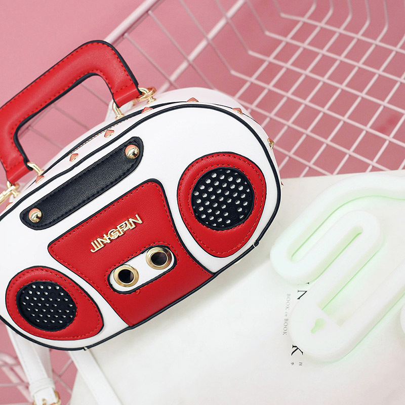 European and American Fashion Simulation Three-Dimensional Shoulder Bag Funny Personality Radio Style Crossbody Rivet Crossbody Bag Women