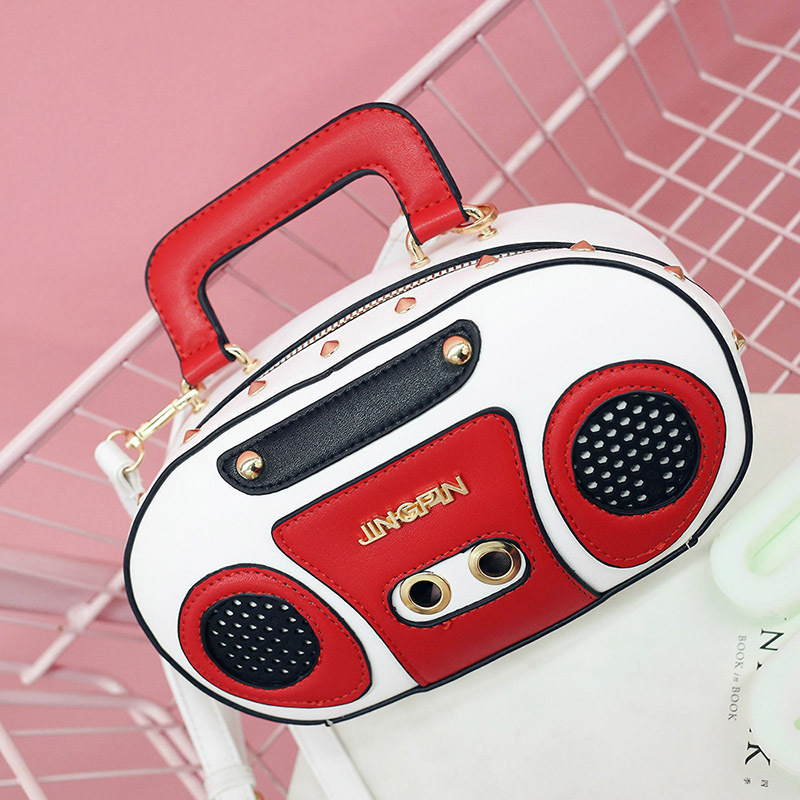 European and American Fashion Simulation Three-Dimensional Shoulder Bag Funny Personality Radio Style Crossbody Rivet Crossbody Bag Women