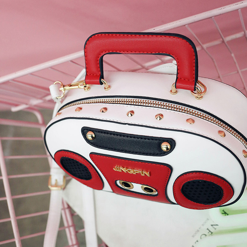 European and American Fashion Simulation Three-Dimensional Shoulder Bag Funny Personality Radio Style Crossbody Rivet Crossbody Bag Women