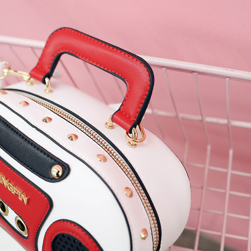 European and American Fashion Simulation Three-Dimensional Shoulder Bag Funny Personality Radio Style Crossbody Rivet Crossbody Bag Women