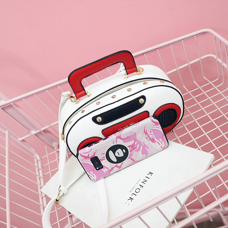 European and American Fashion Simulation Three-Dimensional Shoulder Bag Funny Personality Radio Style Crossbody Rivet Crossbody Bag Women
