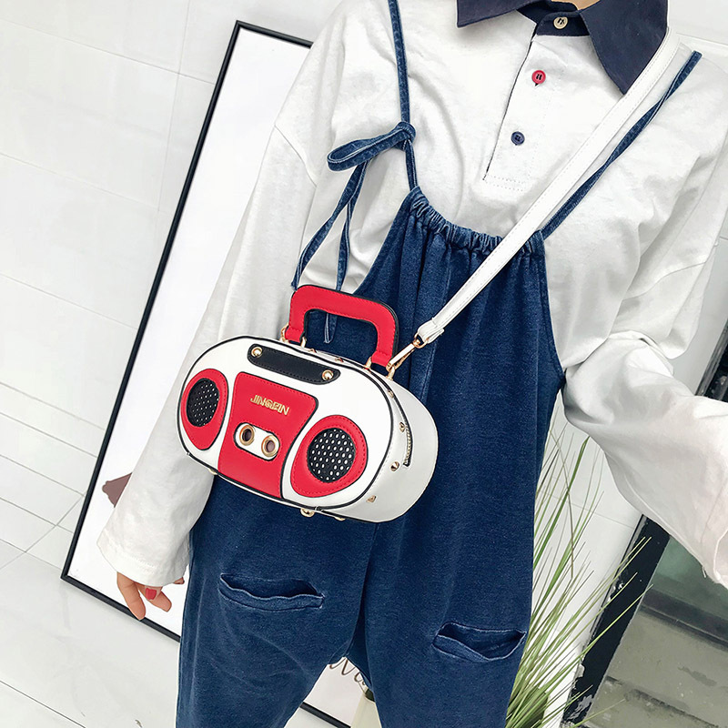 European and American Fashion Simulation Three-Dimensional Shoulder Bag Funny Personality Radio Style Crossbody Rivet Crossbody Bag Women