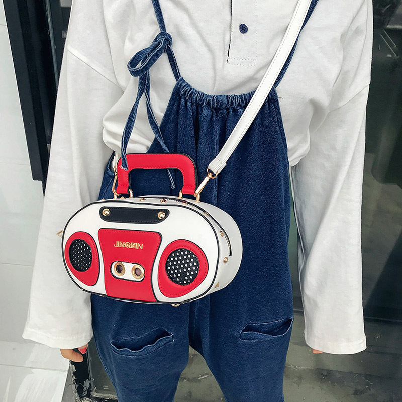 European and American Fashion Simulation Three-Dimensional Shoulder Bag Funny Personality Radio Style Crossbody Rivet Crossbody Bag Women