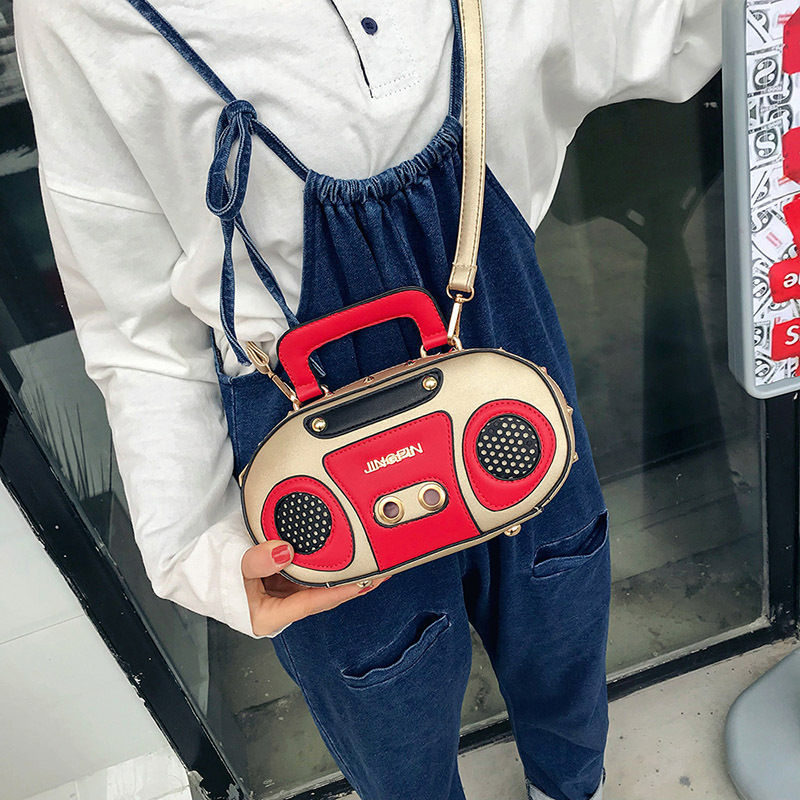European and American Fashion Simulation Three-Dimensional Shoulder Bag Funny Personality Radio Style Crossbody Rivet Crossbody Bag Women