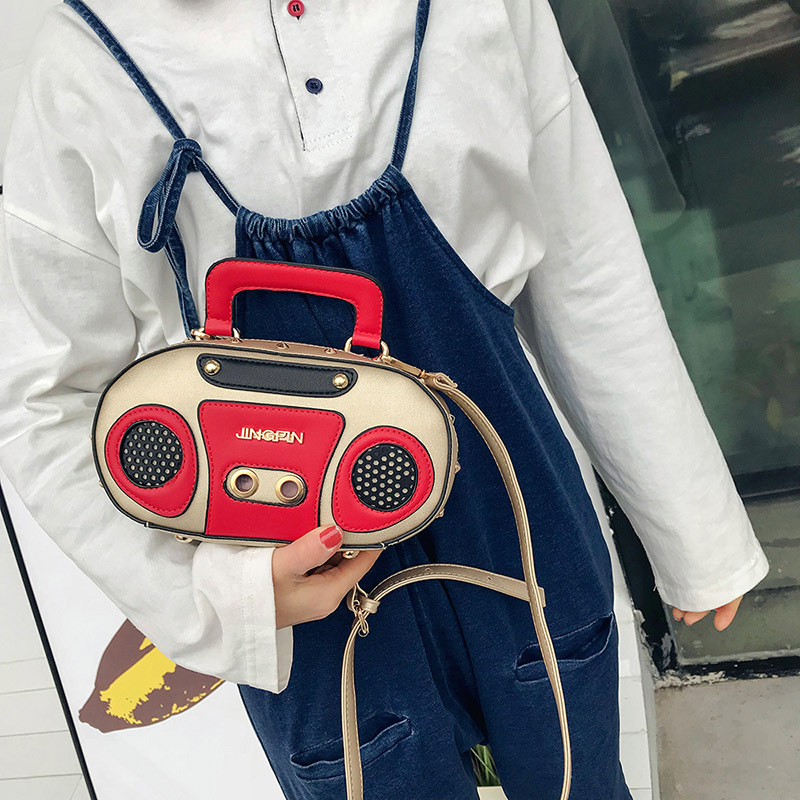 European and American Fashion Simulation Three-Dimensional Shoulder Bag Funny Personality Radio Style Crossbody Rivet Crossbody Bag Women