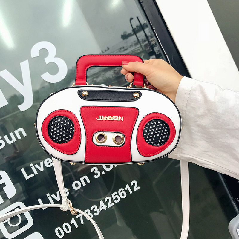 European and American Fashion Simulation Three-Dimensional Shoulder Bag Funny Personality Radio Style Crossbody Rivet Crossbody Bag Women