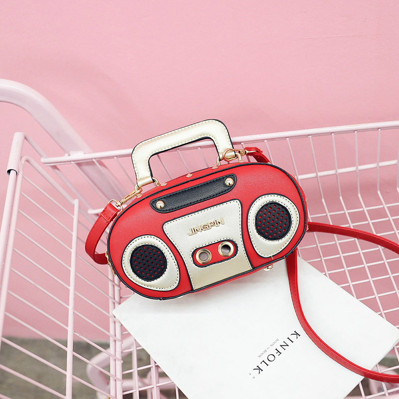 European and American Fashion Simulation Three-Dimensional Shoulder Bag Funny Personality Radio Style Crossbody Rivet Crossbody Bag Women
