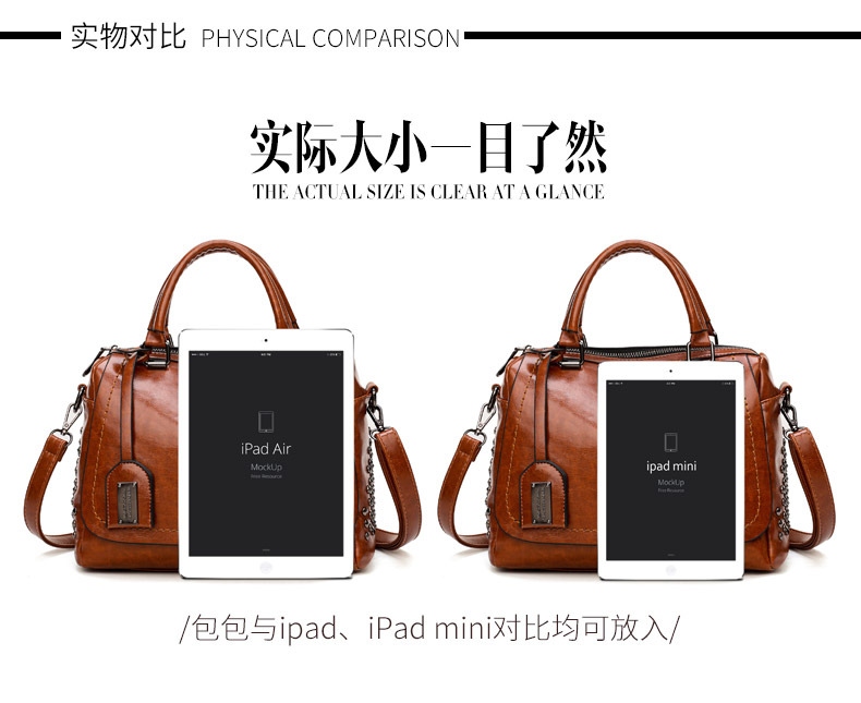 Foreign Trade New Women's Bag European and American Retro Handbag Oily Leather Rivet Women's Bag Crossbody Bag Women's Shoulder Bag One Piece Dropshipping Foreign Trade New Women's Bag European and American Retro Handbag Oily Leather Rivet Women's Bag Crossbody Bag Women's Shoulder Bag One Piece Dropshipping