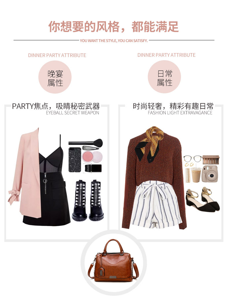 Foreign Trade New Women's Bag European and American Retro Handbag Oily Leather Rivet Women's Bag Crossbody Bag Women's Shoulder Bag One Piece Dropshipping Foreign Trade New Women's Bag European and American Retro Handbag Oily Leather Rivet Women's Bag Crossbody Bag Women's Shoulder Bag One Piece Dropshipping