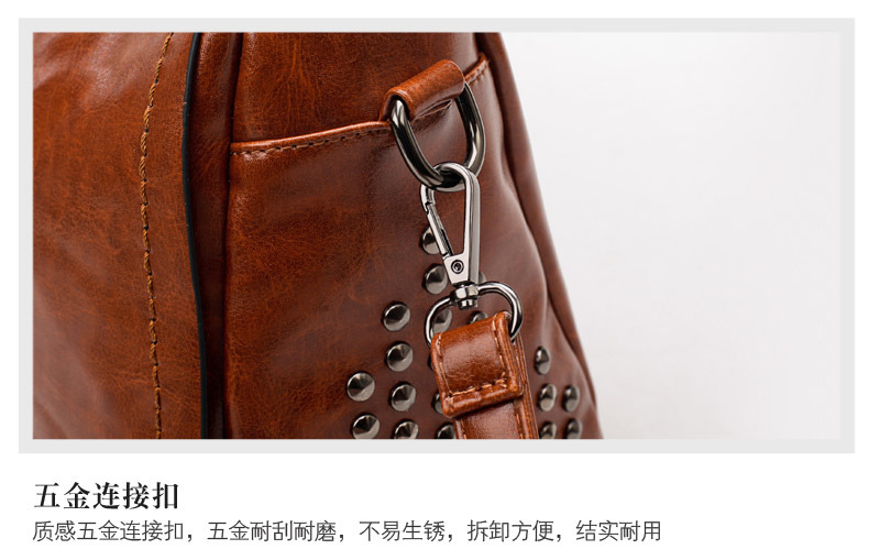 Foreign Trade New Women's Bag European and American Retro Handbag Oily Leather Rivet Women's Bag Crossbody Bag Women's Shoulder Bag One Piece Dropshipping Foreign Trade New Women's Bag European and American Retro Handbag Oily Leather Rivet Women's Bag Crossbody Bag Women's Shoulder Bag One Piece Dropshipping