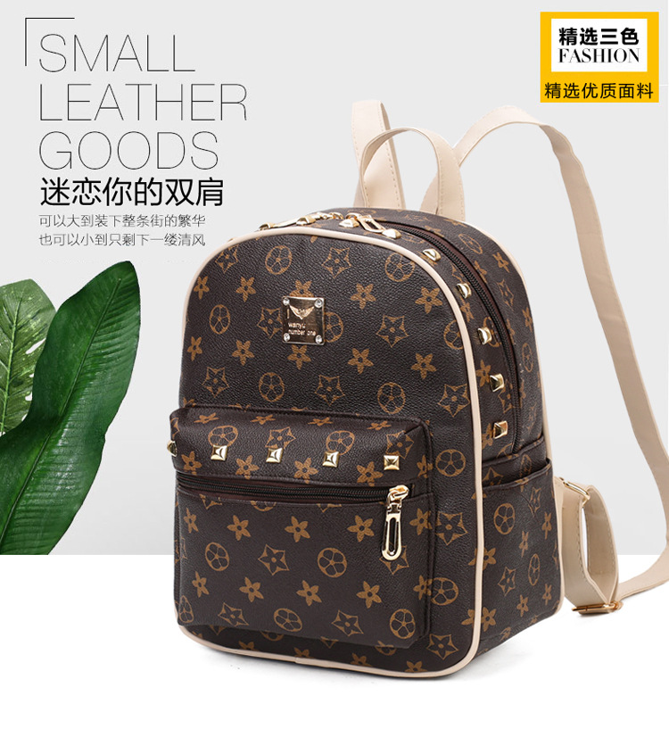New Women's Bag Korean Fashion Four-Piece Set Mother and Child Bag Bear Rivet Women's Backpack