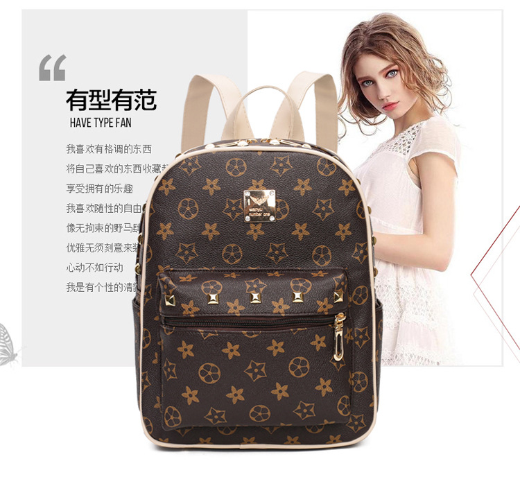 New Women's Bag Korean Fashion Four-Piece Set Mother and Child Bag Bear Rivet Women's Backpack