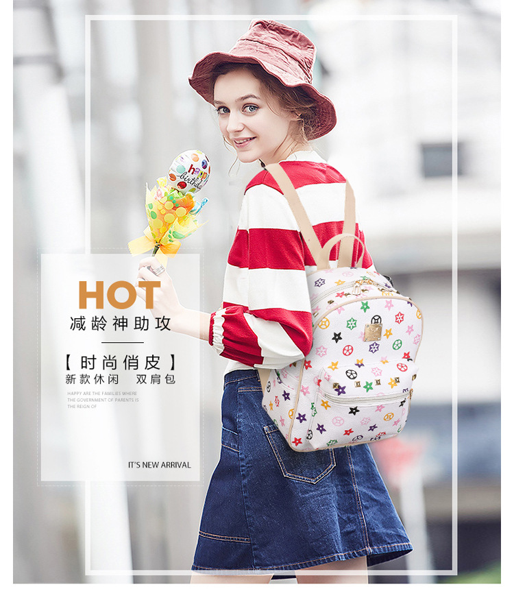New Women's Bag Korean Fashion Four-Piece Set Mother and Child Bag Bear Rivet Women's Backpack