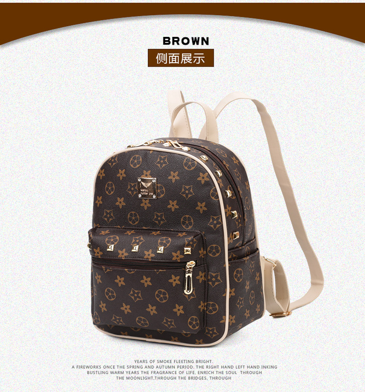 New Women's Bag Korean Fashion Four-Piece Set Mother and Child Bag Bear Rivet Women's Backpack