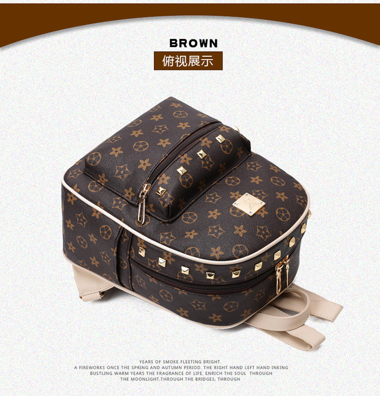 New Women's Bag Korean Fashion Four-Piece Set Mother and Child Bag Bear Rivet Women's Backpack