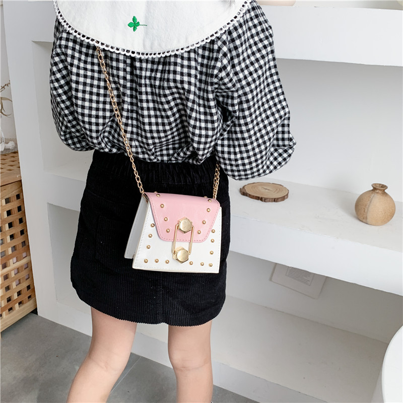 Rivet Mini Bag 2021 New Korean Fashion Ins Internet Celebrity All-Match Parent-Child Children&#039;s Crossbody Small Square Bag