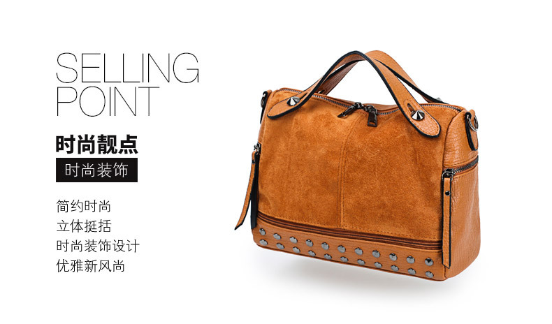Amazon Women's Bag Foreign Trade Popular Style Rivet Handbag European and American Fashion Frosted Motorcycle Bag Women's Large Shoulder Bag
