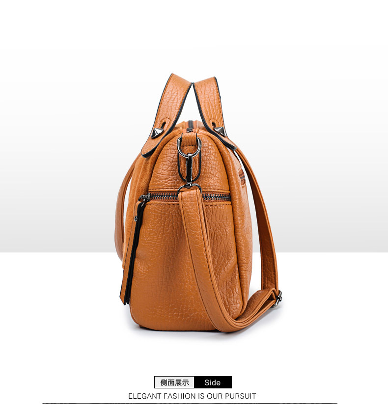 Amazon Women's Bag Foreign Trade Popular Style Rivet Handbag European and American Fashion Frosted Motorcycle Bag Women's Large Shoulder Bag