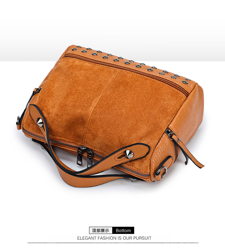Amazon Women's Bag Foreign Trade Popular Style Rivet Handbag European and American Fashion Frosted Motorcycle Bag Women's Large Shoulder Bag