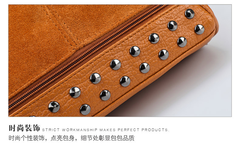 Amazon Women's Bag Foreign Trade Popular Style Rivet Handbag European and American Fashion Frosted Motorcycle Bag Women's Large Shoulder Bag