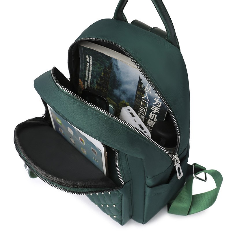 2020 New Women&#039;s Bag Oxford Cloth Backpack Waterproof Nylon Schoolbag Women&#039;s Korean Style Rivet Casual Backpack Wholesale