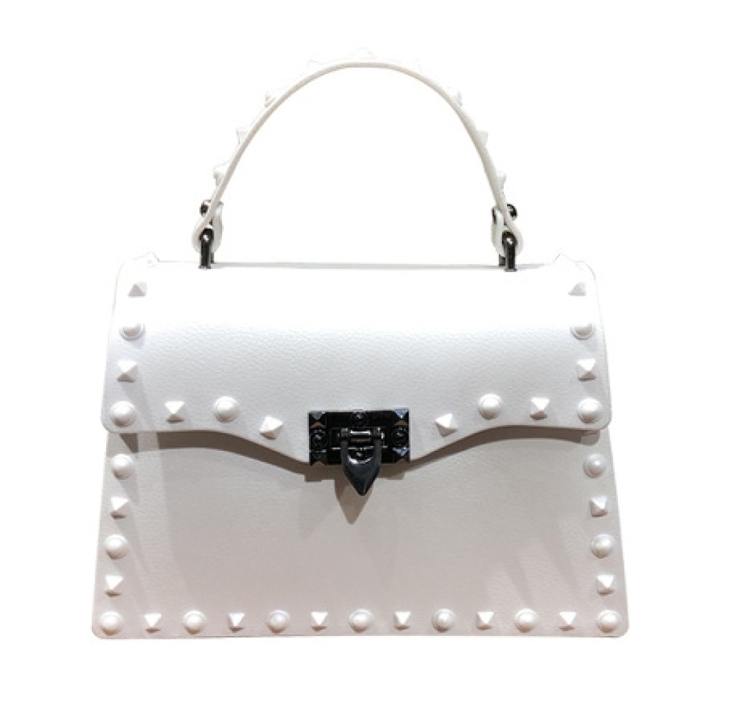 2021 European and American New Fashion Frosted and Matte PVC Gel Bag Trend Colorful Crystals Rivet Hand-Carrying One Shoulder Crossbody