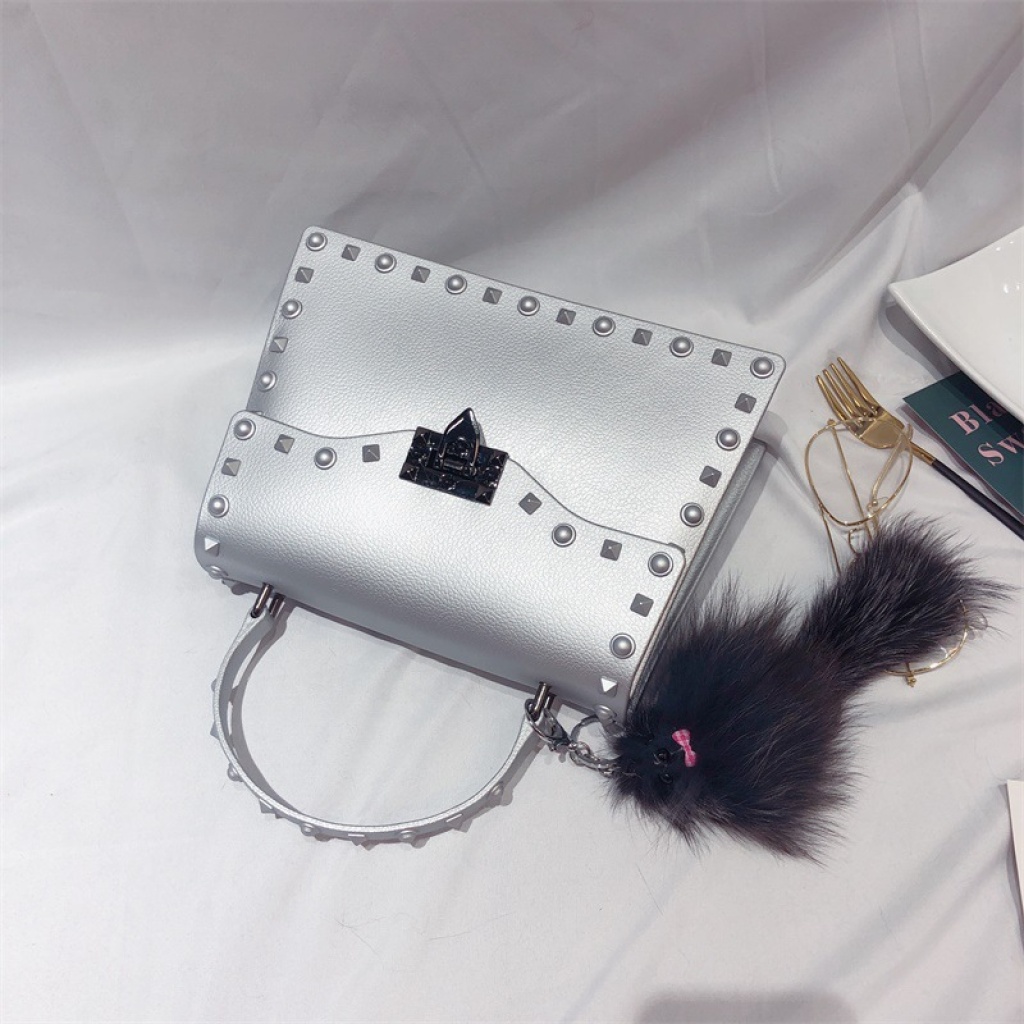 2021 European and American New Fashion Frosted and Matte PVC Gel Bag Trend Colorful Crystals Rivet Hand-Carrying One Shoulder Crossbody