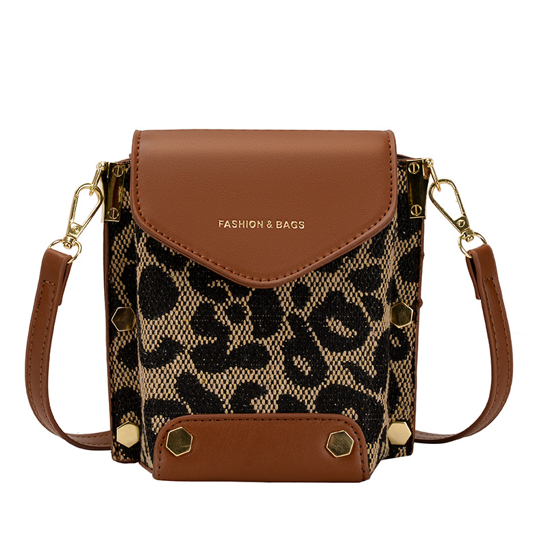 Simple Mini Bag Women&#039;s Bag 2021 Autumn and Winter New Western Style Leisure Shoulder Messenger Bag Fashion Rivet Phone Bag