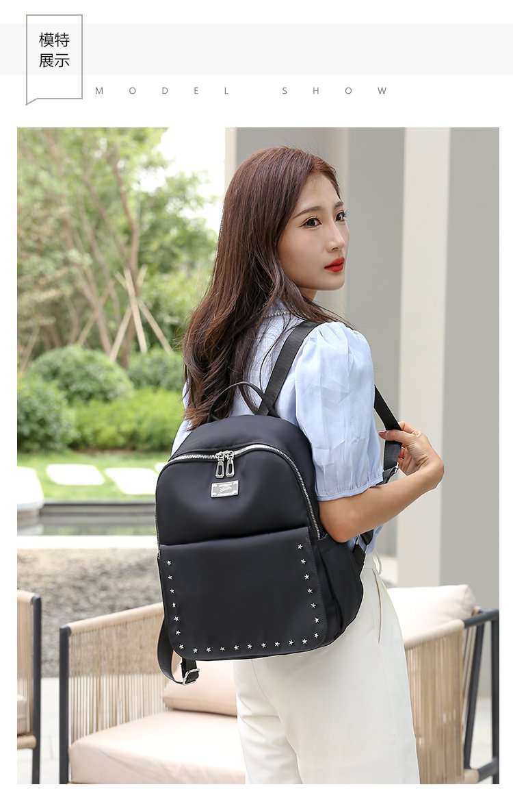 Foreign Trade Wholesale Spring and Autumn New Trendy Japanese and Korean Style Casual Temperament Sports Rivet XINGX Nylon Backpack Women's Bag Foreign Trade Wholesale Spring and Autumn New Trendy Japanese and Korean Style Casual Temperament Sports Rivet XINGX Nylon Backpack Women's Bag