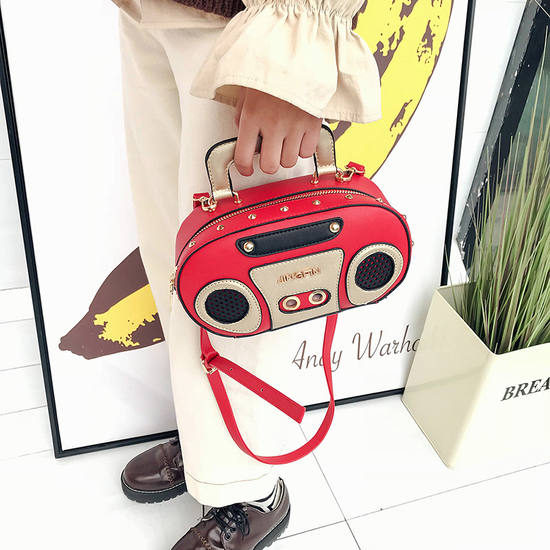 Factory Wholesale European and American Fashion Simulation Radio Stereo Shoulder Bag Funny Personality Crossbody Rivet Crossbody Bag Female Factory Wholesale European and American Fashion Simulation Radio Stereo Shoulder Bag Funny Personality Crossbody Rivet Crossbody Bag Female