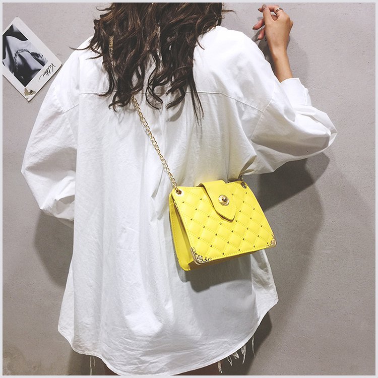 Women&#039;s Bag Chanel-Style Rhombus Chain Bag Rivet Small Bag Shoulder Bag Fashion Trendy Messenger Bag