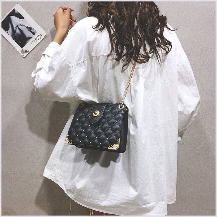 Women&#039;s Bag Chanel-Style Rhombus Chain Bag Rivet Small Bag Shoulder Bag Fashion Trendy Messenger Bag