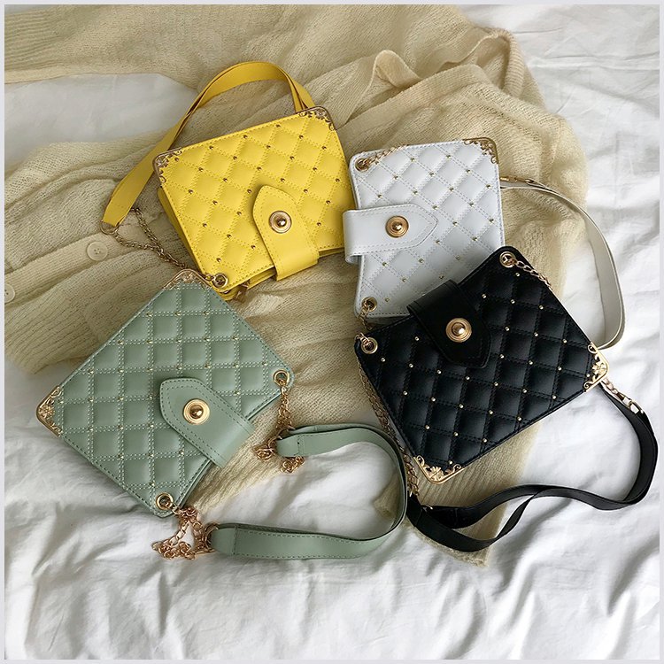 Women&#039;s Bag Chanel-Style Rhombus Chain Bag Rivet Small Bag Shoulder Bag Fashion Trendy Messenger Bag