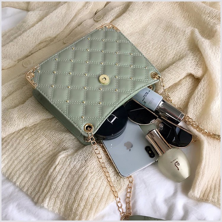 Women&#039;s Bag Chanel-Style Rhombus Chain Bag Rivet Small Bag Shoulder Bag Fashion Trendy Messenger Bag