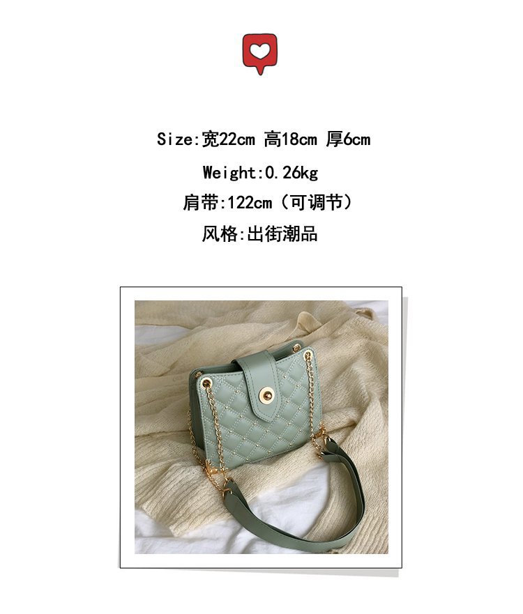 Women's Bag Chanel-Style Rhombus Chain Bag Rivet Small Bag Shoulder Bag Fashion Trendy Messenger Bag Women's Bag Chanel-Style Rhombus Chain Bag Rivet Small Bag Shoulder Bag Fashion Trendy Messenger Bag