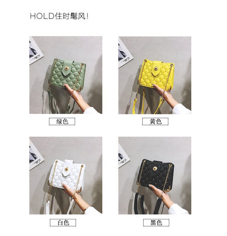 Women's Bag Chanel-Style Rhombus Chain Bag Rivet Small Bag Shoulder Bag Fashion Trendy Messenger Bag Women's Bag Chanel-Style Rhombus Chain Bag Rivet Small Bag Shoulder Bag Fashion Trendy Messenger Bag