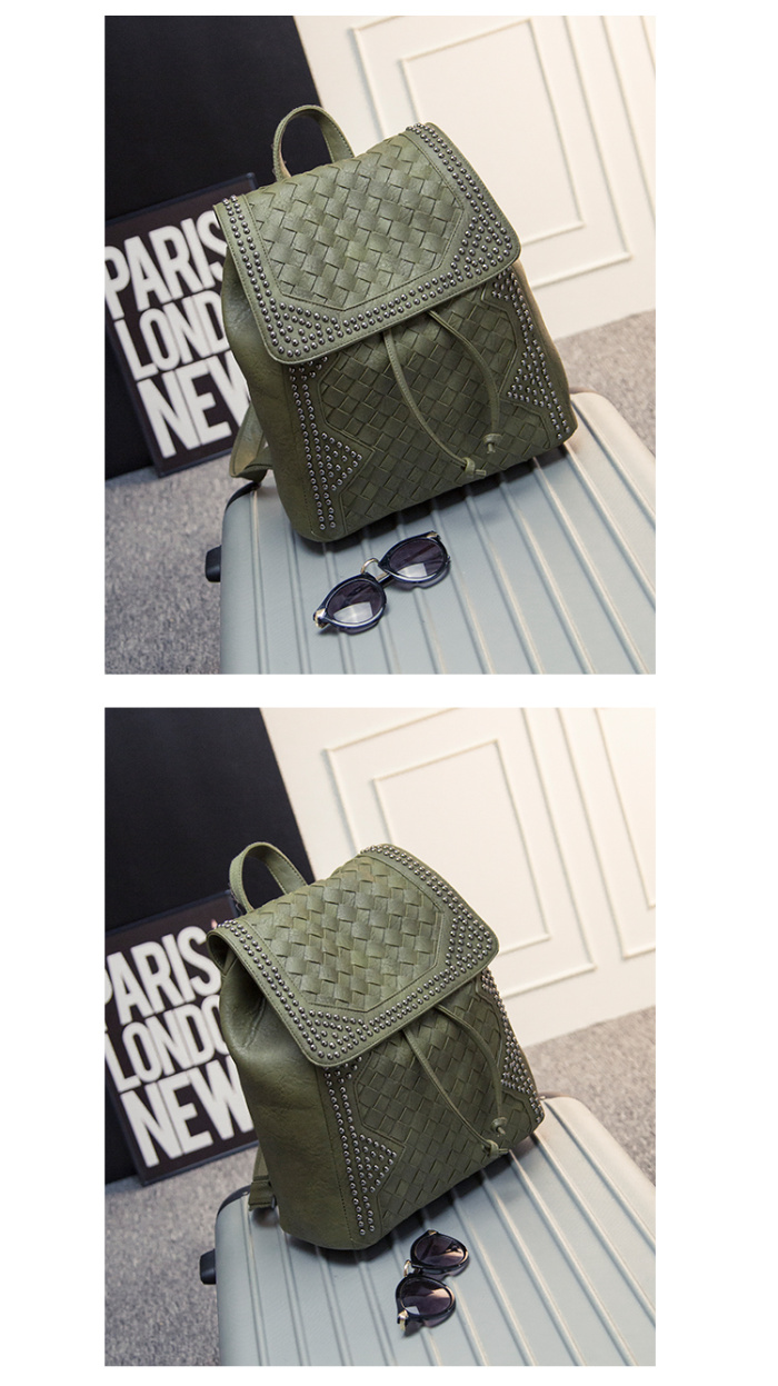 2015 new fashion woven backpack Korean star rivet bag
