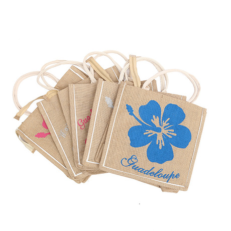 Factory Wholesale Bohemian Printed Jute Bag Ladies Barrel Tote Zipper Flower Bag in Stock